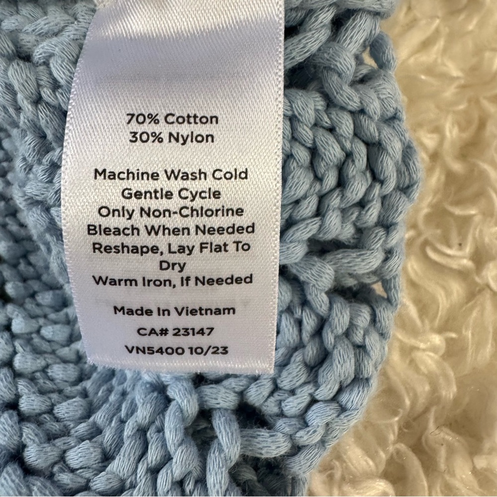 Haven Well Within Open Stitch Johnny Collar Cotton Blue Sweater Size Large - Picture 10 of 12